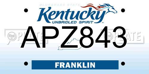 APZ843 Kentucky License Plate