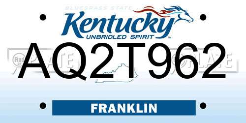 AQ2T962 Kentucky License Plate