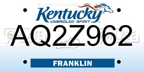 AQ2Z962 Kentucky License Plate