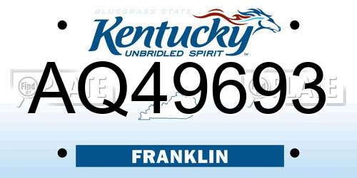 AQ49693 Kentucky License Plate