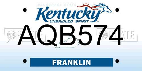 AQB574 Kentucky License Plate