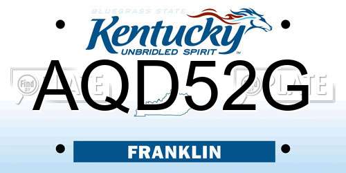 AQD52G Kentucky License Plate