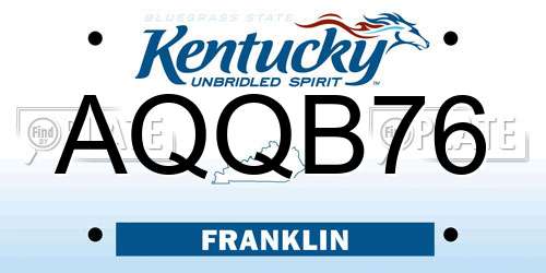 AQQB76 Kentucky License Plate
