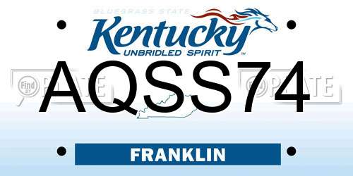 AQSS74 Kentucky License Plate