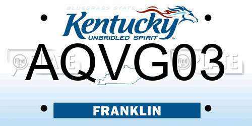 AQVG03 Kentucky License Plate