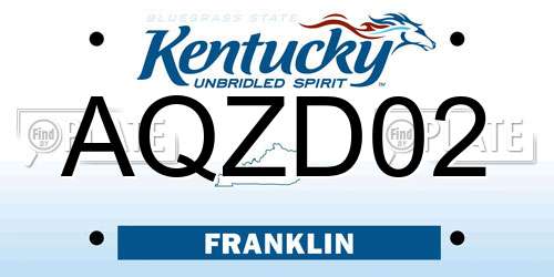 AQZD02 Kentucky License Plate