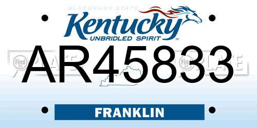 AR45833 Kentucky License Plate