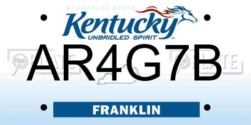AR4G7B Kentucky License Plate