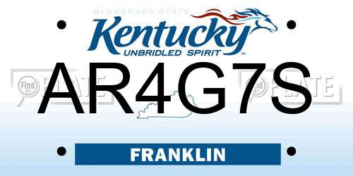 AR4G7S Kentucky License Plate