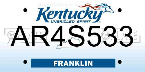 AR4S533 Kentucky License Plate