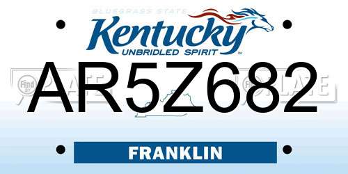 AR5Z682 Kentucky License Plate