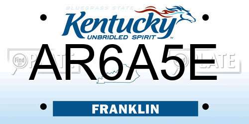 AR6A5E Kentucky License Plate