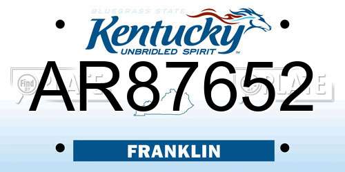 AR87652 Kentucky License Plate