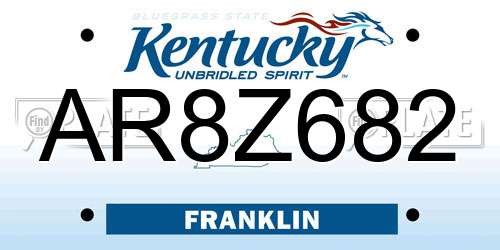 AR8Z682 Kentucky License Plate