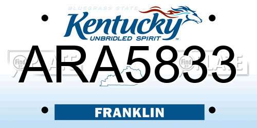 ARA5833 Kentucky License Plate