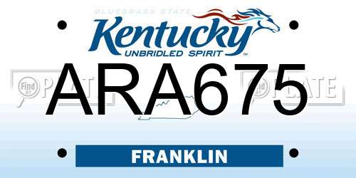ARA675 Kentucky License Plate