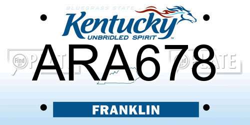 ARA678 Kentucky License Plate