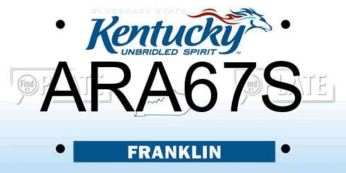 ARA67S Kentucky License Plate