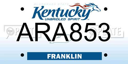 ARA853 Kentucky License Plate