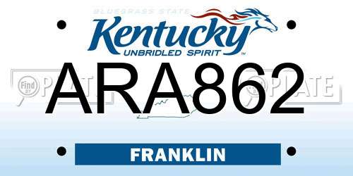 ARA862 Kentucky License Plate