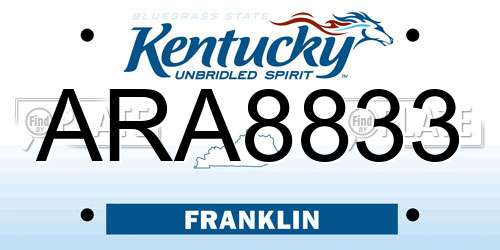 ARA8833 Kentucky License Plate