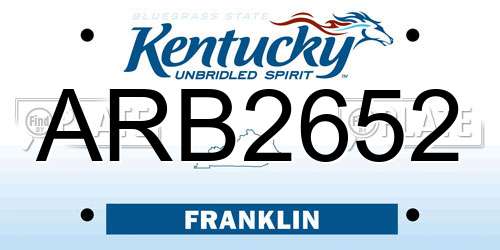 ARB2652 Kentucky License Plate