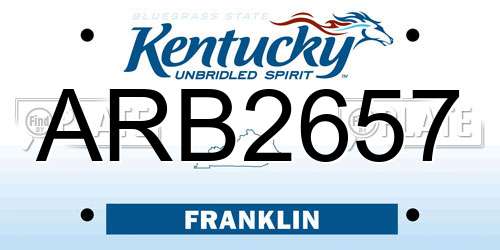 ARB2657 Kentucky License Plate