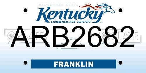 ARB2682 Kentucky License Plate