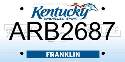 ARB2687 Kentucky License Plate