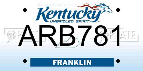 ARB781 Kentucky License Plate