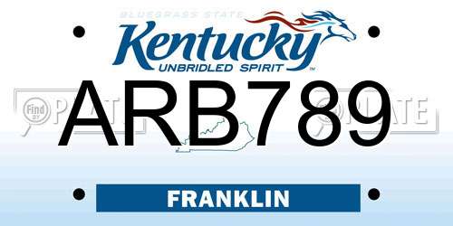 ARB789 Kentucky License Plate