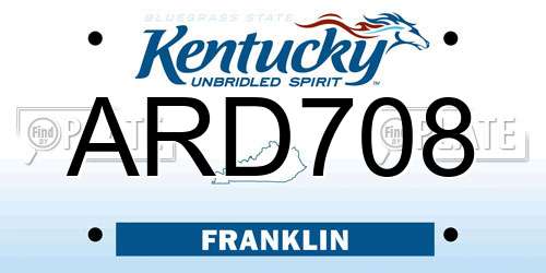 ARD708 Kentucky License Plate