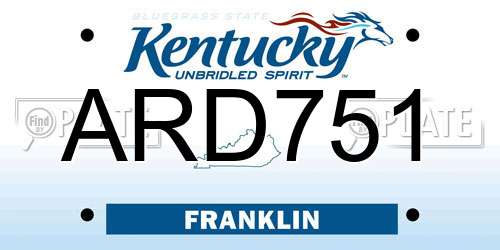 ARD751 Kentucky License Plate
