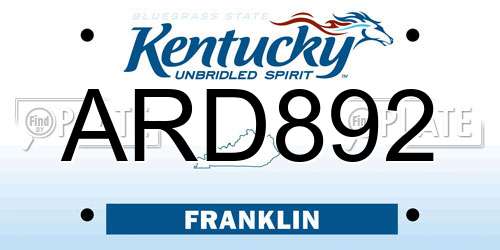 ARD892 Kentucky License Plate
