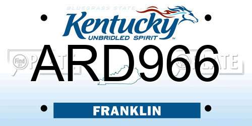ARD966 Kentucky License Plate