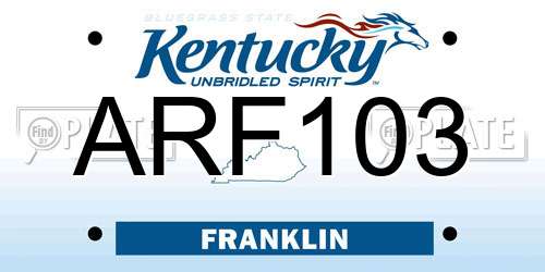 ARF103 Kentucky License Plate
