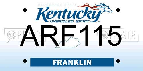 ARF115 Kentucky License Plate