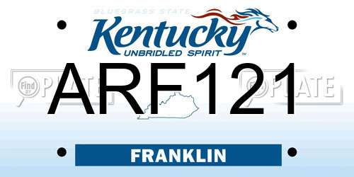 ARF121 Kentucky License Plate