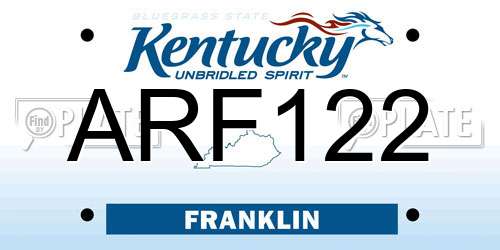 ARF122 Kentucky License Plate