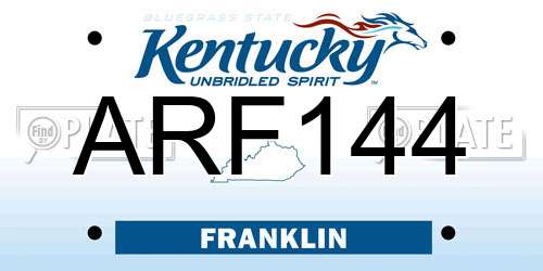 ARF144 Kentucky License Plate
