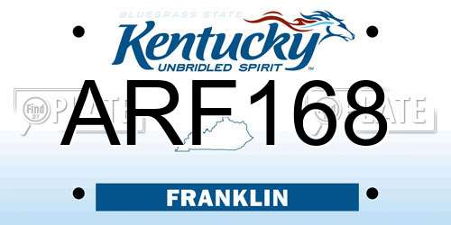 ARF168 Kentucky License Plate