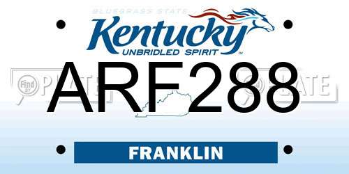 ARF288 Kentucky License Plate