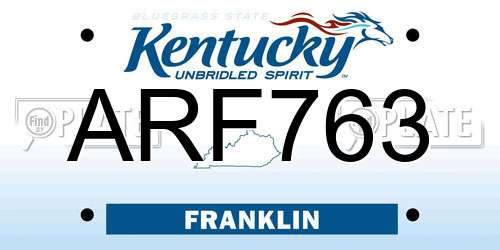ARF763 Kentucky License Plate