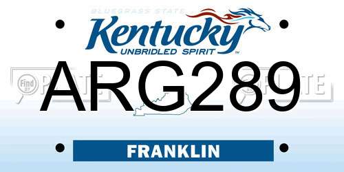 ARG289 Kentucky License Plate