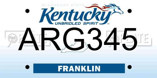 ARG345 Kentucky License Plate