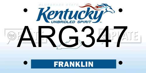 ARG347 Kentucky License Plate