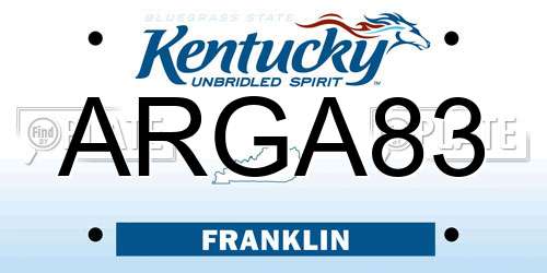 ARGA83 Kentucky License Plate