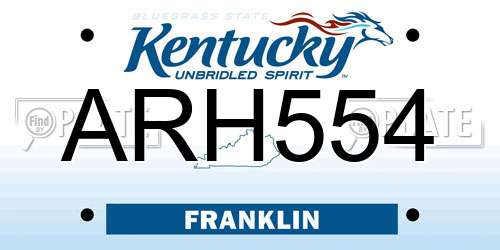 ARH554 Kentucky License Plate