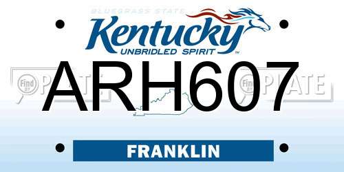 ARH607 Kentucky License Plate