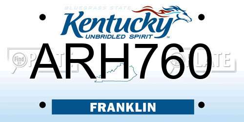 ARH760 Kentucky License Plate